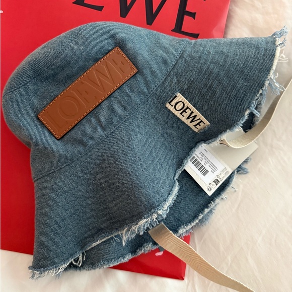 Loewe Frayed Denim Hat with Logo Straps main image 15